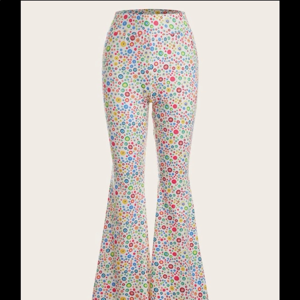 Women’s Polka Dot Fun Print Flared Pants